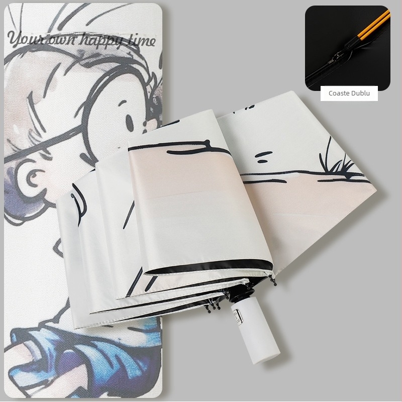 Parasol auto pentru soare și ploaie, destinat studenților, 8 brațe, design retro cu trei segmente, UPF50+, ușor