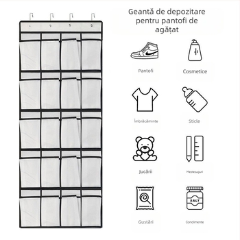 Organizator suspendabil cu 24 compartimente din material nețesut; pentru dormitor; multifuncțional pentru lenjerie, cosmetică și medicamente