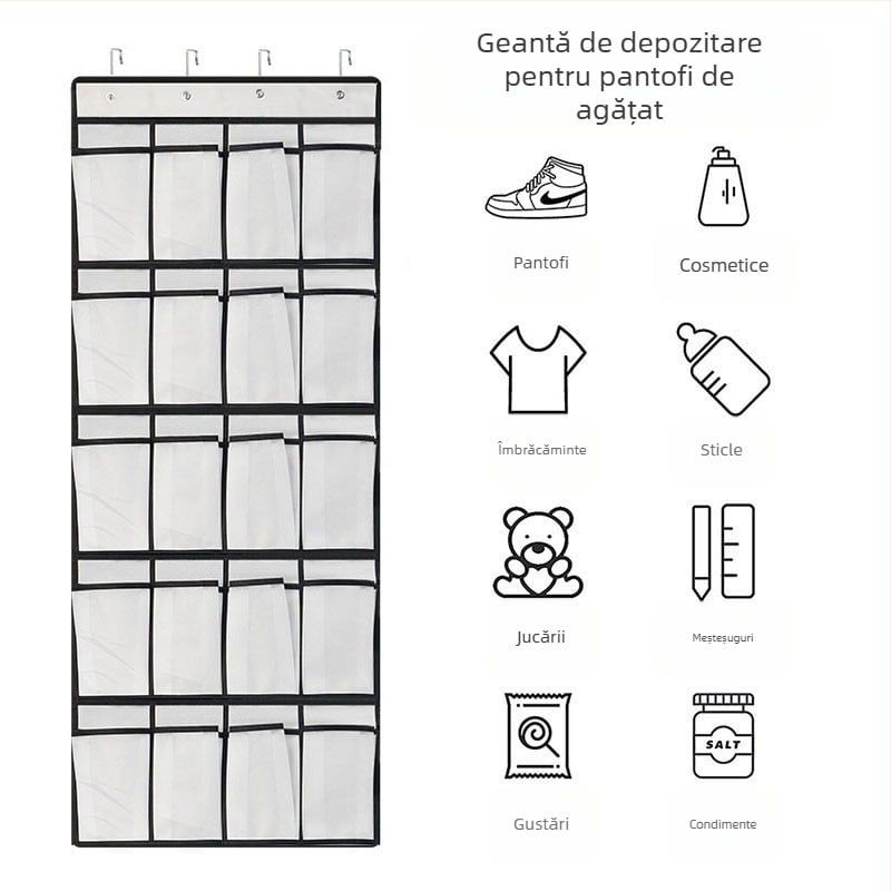 Organizator suspendabil cu 24 compartimente din material nețesut; pentru dormitor; multifuncțional pentru lenjerie, cosmetică și medicamente