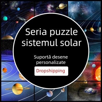 Puzzle din lemn cu sistem solar - 300/500/1000 piese, temă educațională științifică, design personalizabil