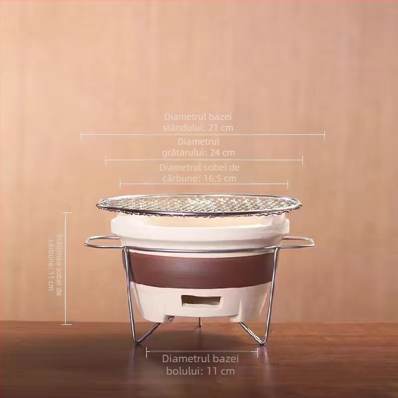 Set de ceai ceramice cu sobă pe cărbuni – set camping pentru ceai, gătire cu flacără deschisă, portabil, rezistent la căldură, potrivit pentru 6–10 persoane, personalizare disponibilă