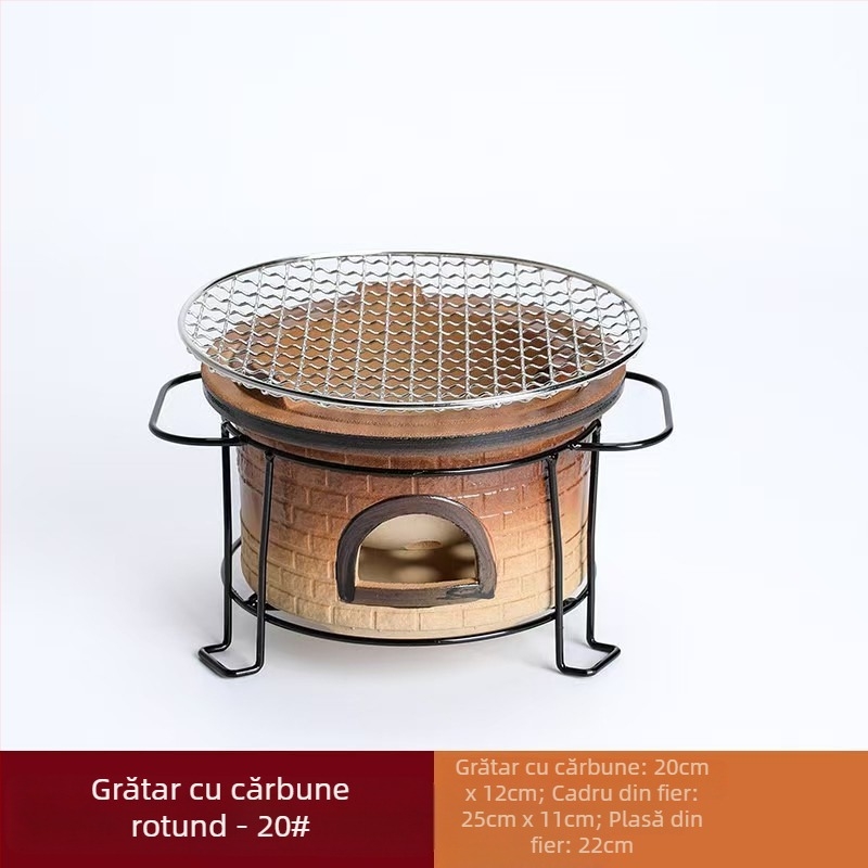 Set de ceai ceramice cu sobă pe cărbuni – set camping pentru ceai, gătire cu flacără deschisă, portabil, rezistent la căldură, potrivit pentru 6–10 persoane, personalizare disponibilă