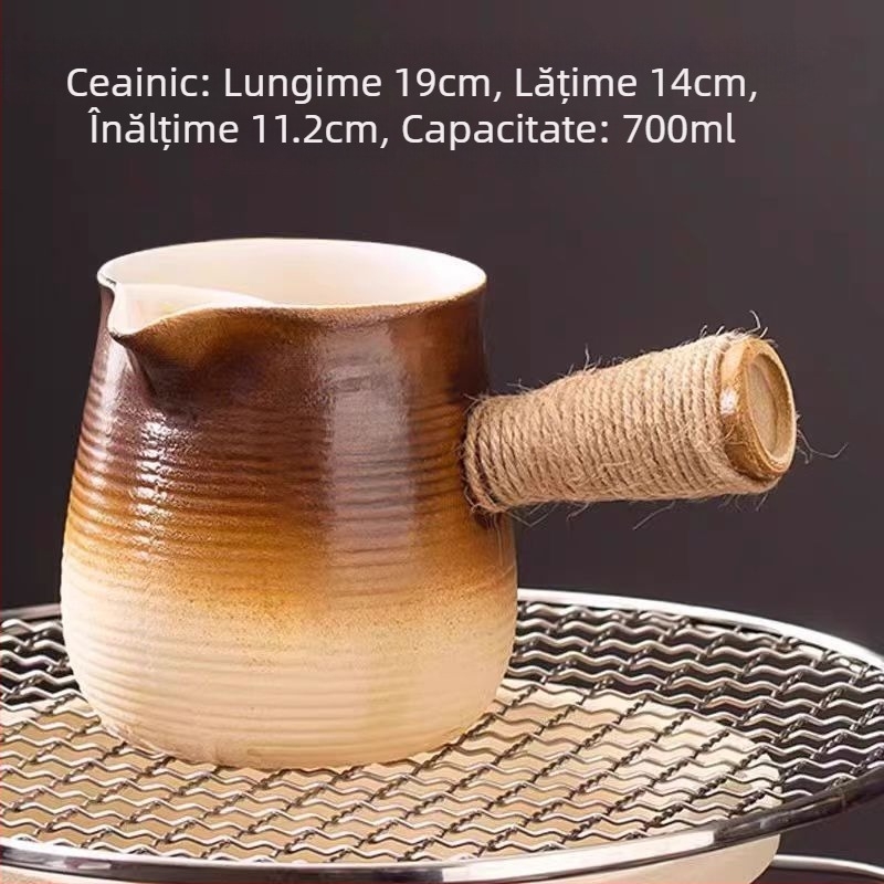 Set de ceai ceramice cu sobă pe cărbuni – set camping pentru ceai, gătire cu flacără deschisă, portabil, rezistent la căldură, potrivit pentru 6–10 persoane, personalizare disponibilă