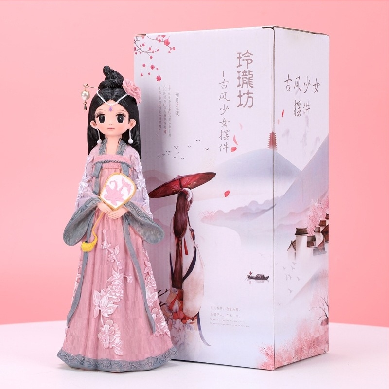 Ornament din rășină cu fată în Hanfu – stil antic, decor pentru casă și cadou, temă amintire de călătorie