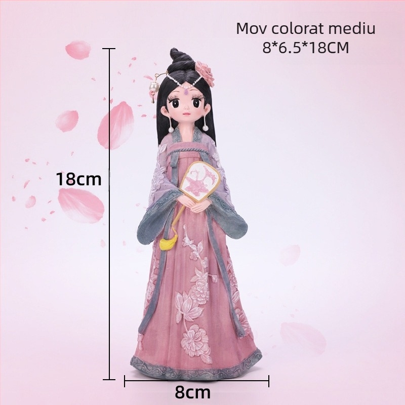Ornament din rășină cu fată în Hanfu – stil antic, decor pentru casă și cadou, temă amintire de călătorie
