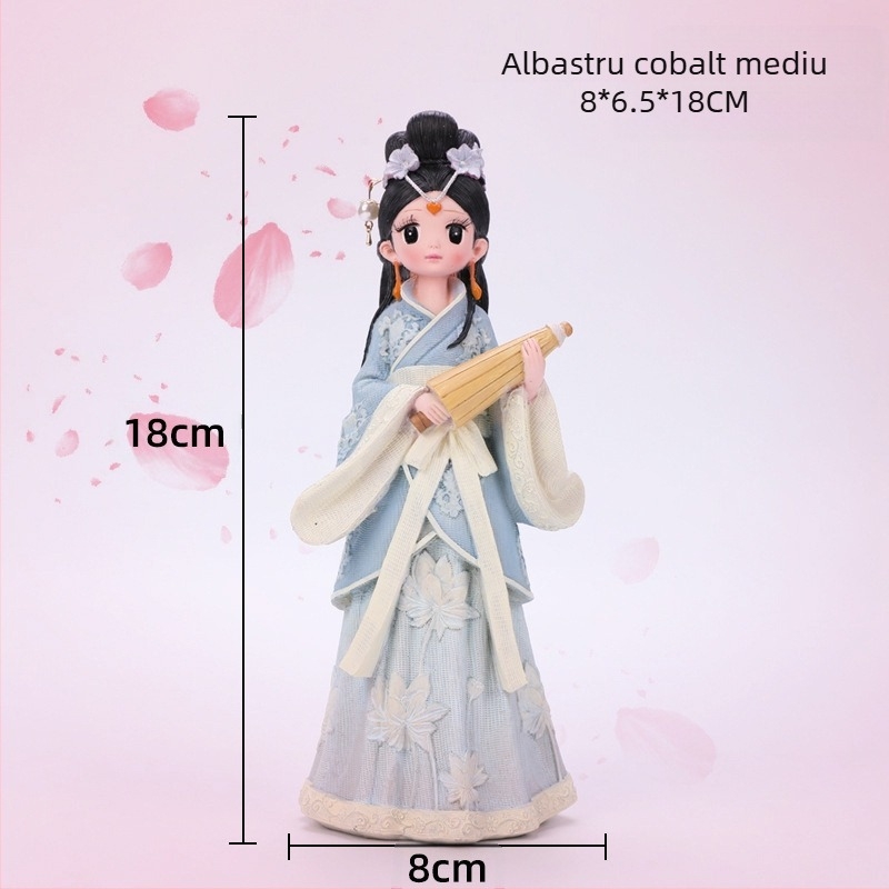 Ornament din rășină cu fată în Hanfu – stil antic, decor pentru casă și cadou, temă amintire de călătorie
