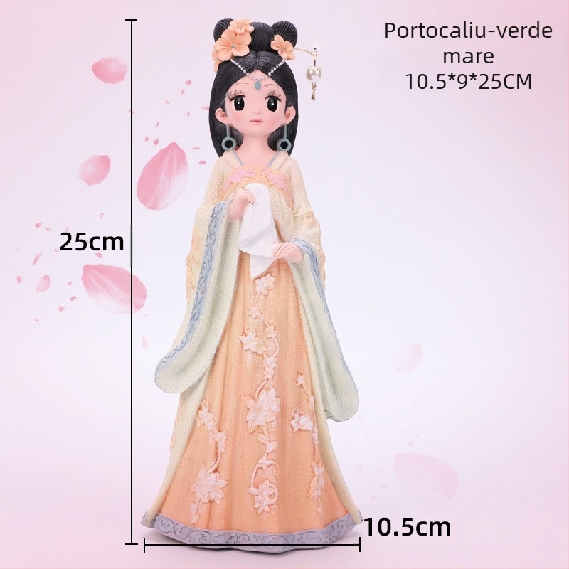 Ornament din rășină cu fată în Hanfu – stil antic, decor pentru casă și cadou, temă amintire de călătorie