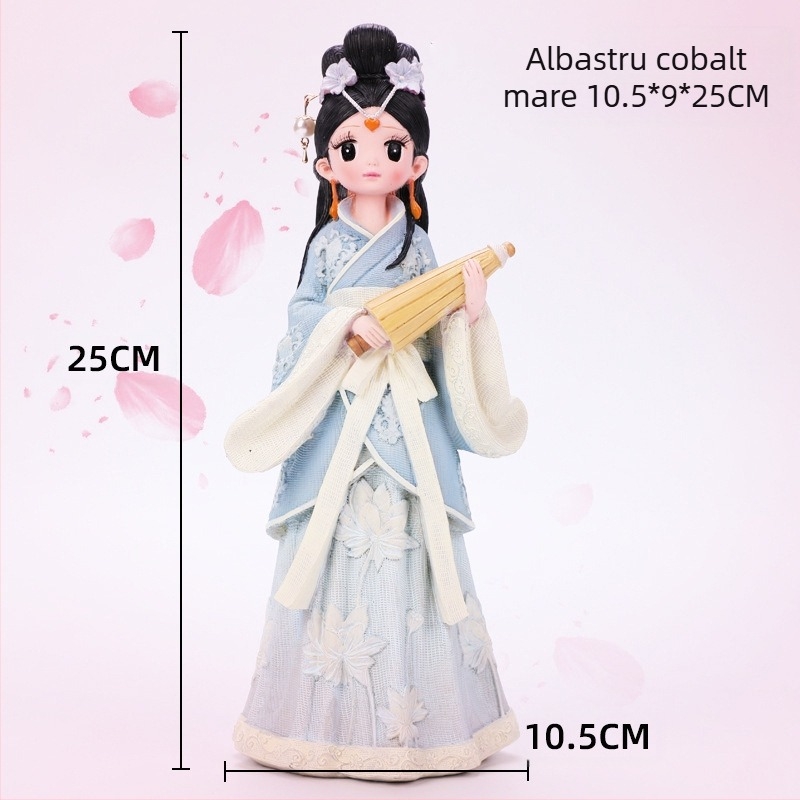 Ornament din rășină cu fată în Hanfu – stil antic, decor pentru casă și cadou, temă amintire de călătorie