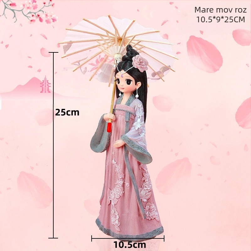 Ornament din rășină cu fată în Hanfu – stil antic, decor pentru casă și cadou, temă amintire de călătorie