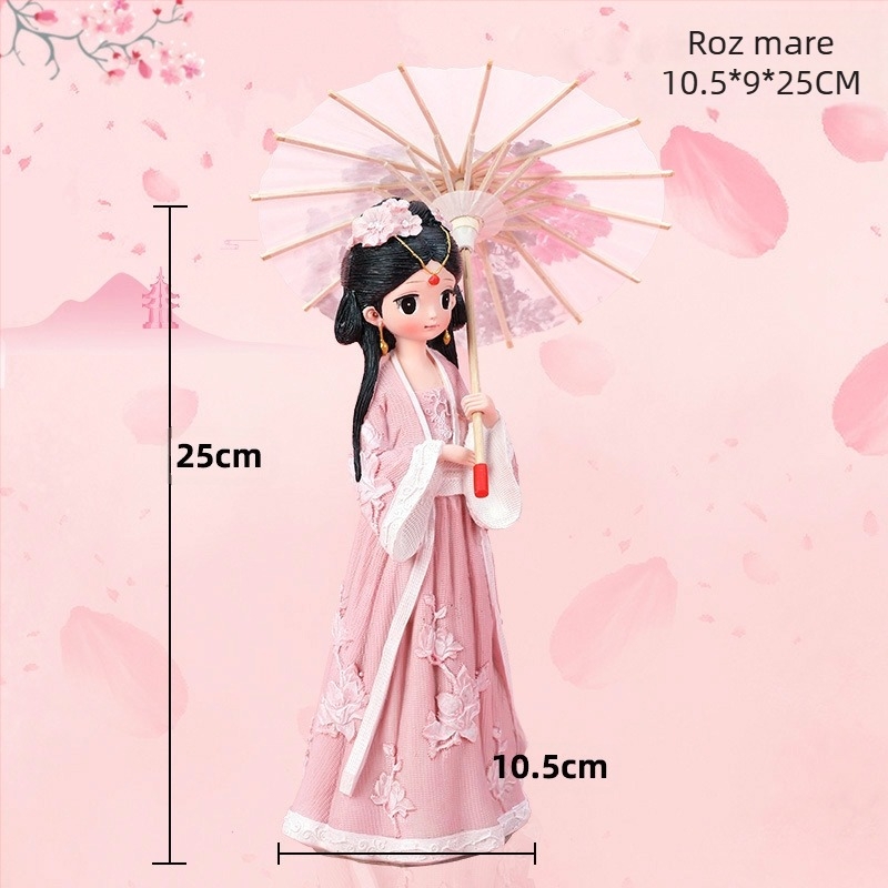 Ornament din rășină cu fată în Hanfu – stil antic, decor pentru casă și cadou, temă amintire de călătorie