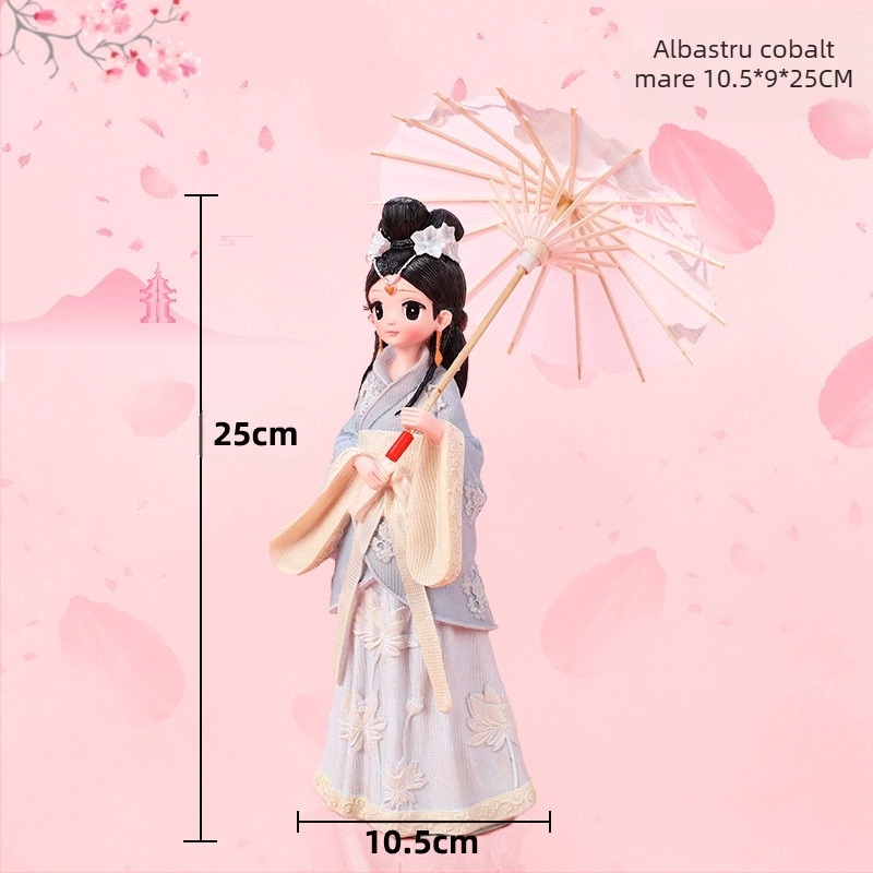 Ornament din rășină cu fată în Hanfu – stil antic, decor pentru casă și cadou, temă amintire de călătorie