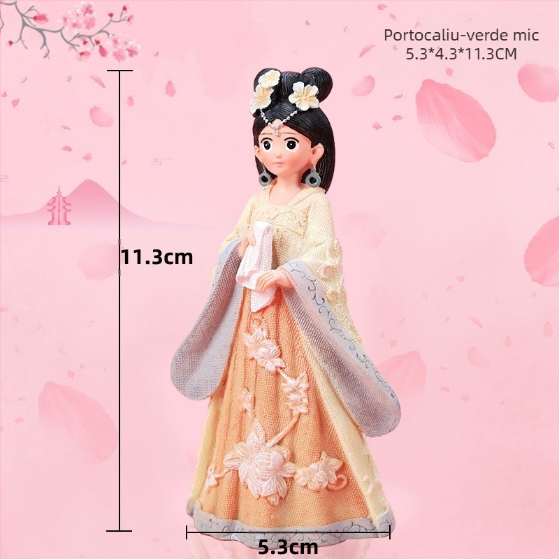 Ornament din rășină cu fată în Hanfu – stil antic, decor pentru casă și cadou, temă amintire de călătorie