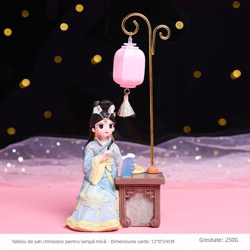 Ornament din rășină cu fată în Hanfu – stil antic, decor pentru casă și cadou, temă amintire de călătorie