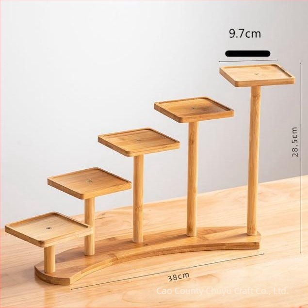 Suport de plante de birou din bambus pentru suculente — etajat, suport de ghivece, stil modern minimalist, montaj facil