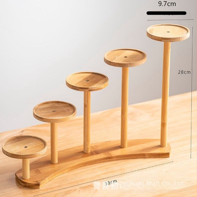 Suport de plante de birou din bambus pentru suculente — etajat, suport de ghivece, stil modern minimalist, montaj facil