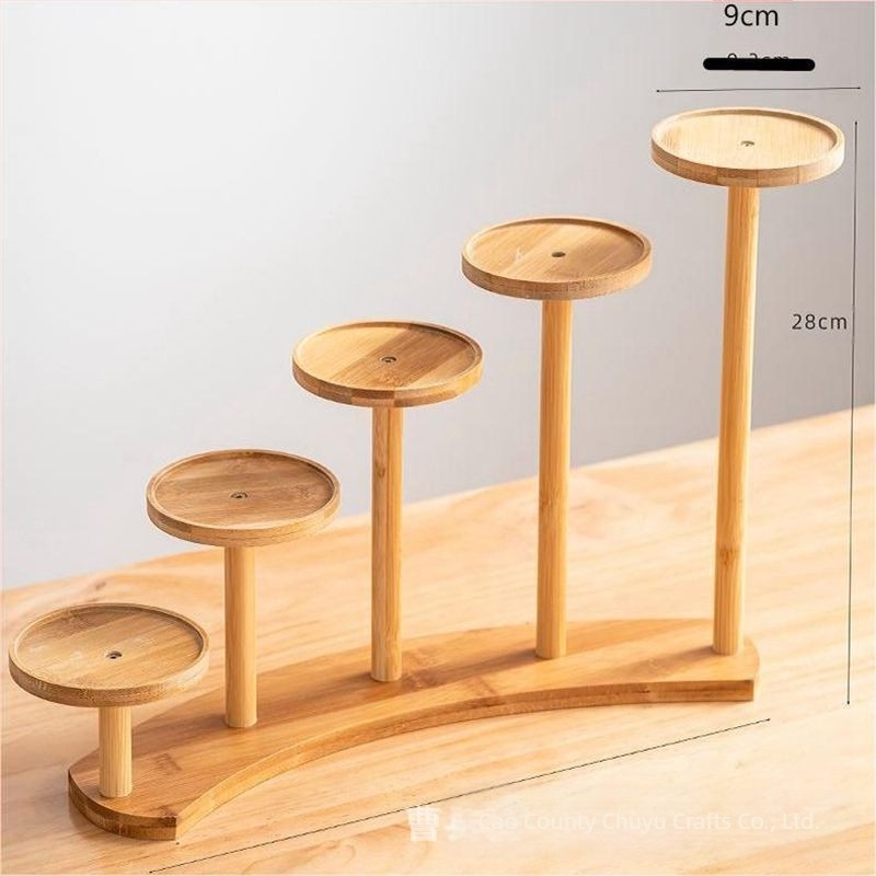 Suport de plante de birou din bambus pentru suculente — etajat, suport de ghivece, stil modern minimalist, montaj facil