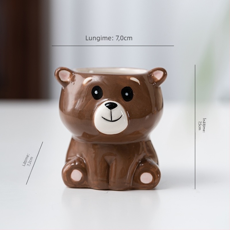Ghiveci ceramic cu design animat drăguț, stil simplu și drăguț, pentru utilizare pe birou sau podea, potrivit pentru birou și decor casnic
