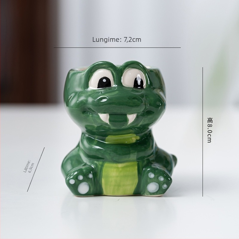 Ghiveci ceramic cu design animat drăguț, stil simplu și drăguț, pentru utilizare pe birou sau podea, potrivit pentru birou și decor casnic