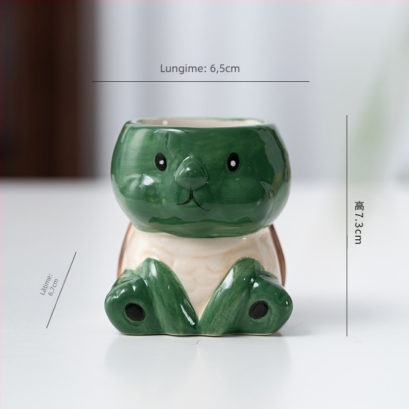 Ghiveci ceramic cu design animat drăguț, stil simplu și drăguț, pentru utilizare pe birou sau podea, potrivit pentru birou și decor casnic