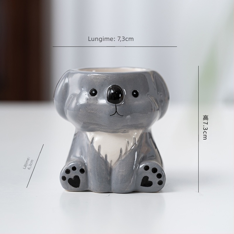 Ghiveci ceramic cu design animat drăguț, stil simplu și drăguț, pentru utilizare pe birou sau podea, potrivit pentru birou și decor casnic
