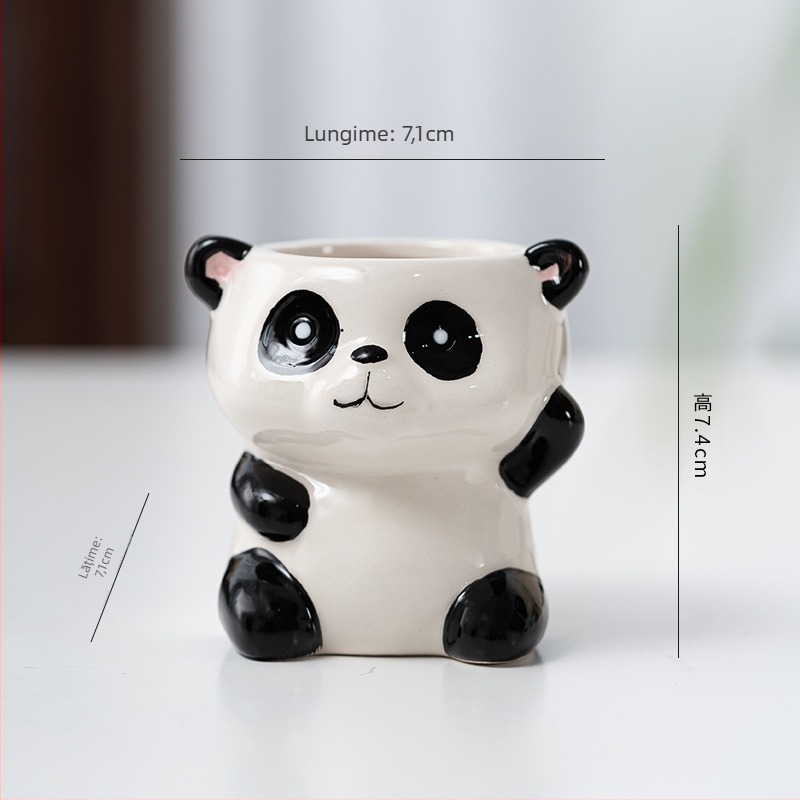 Ghiveci ceramic cu design animat drăguț, stil simplu și drăguț, pentru utilizare pe birou sau podea, potrivit pentru birou și decor casnic