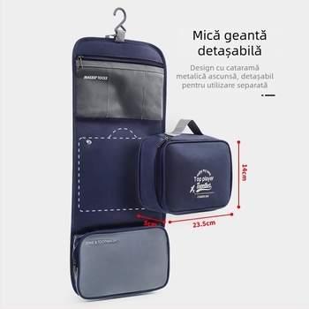 Geantă pentru toalete cu separare uscat-ud, portabilă, material Oxford, design simplu și modern, ideală pentru călătorii și deplasări de afaceri