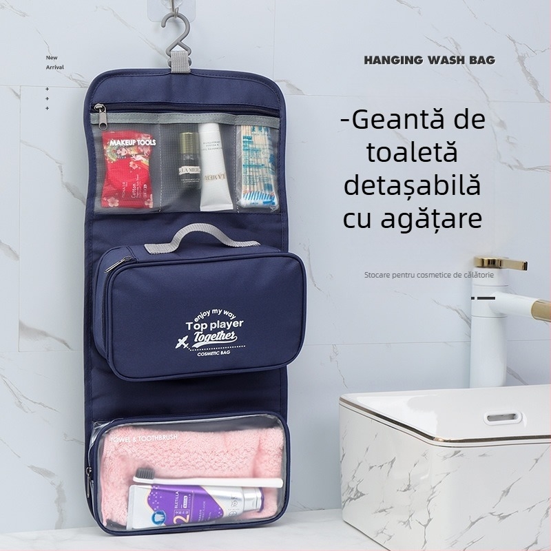 Geantă pentru toalete cu separare uscat-ud, portabilă, material Oxford, design simplu și modern, ideală pentru călătorii și deplasări de afaceri