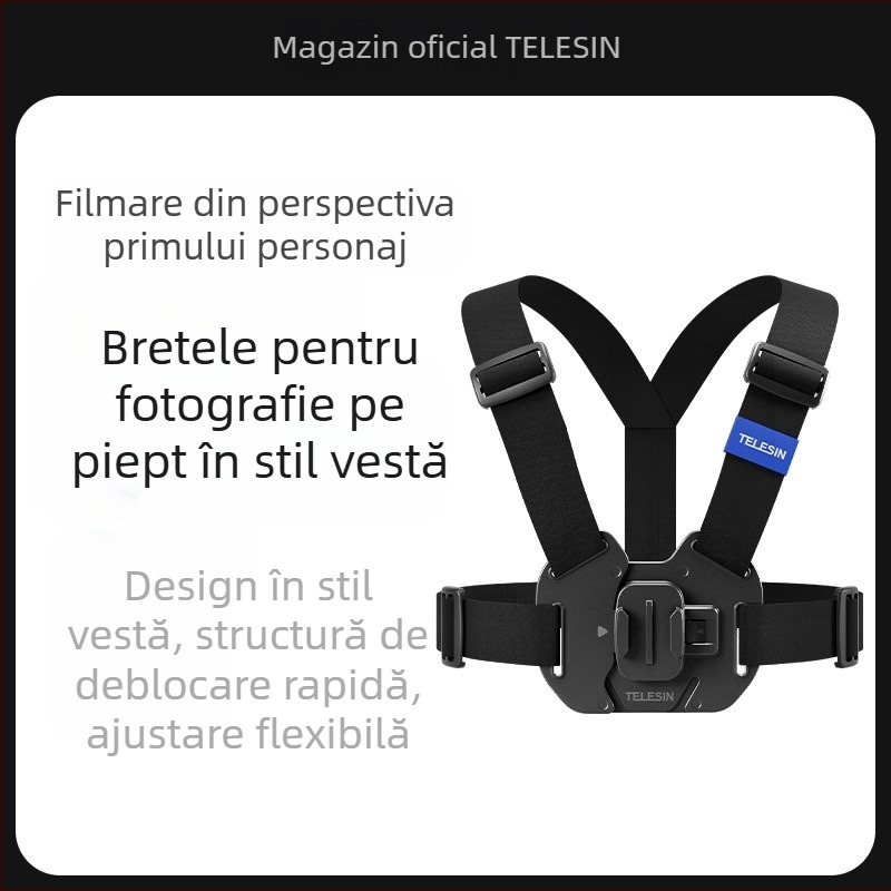 TELESIN suport universal pentru camere de acțiune, compatibil cu GoPro 12, Insta360 X3/X4 și DJI Action 5/4/3