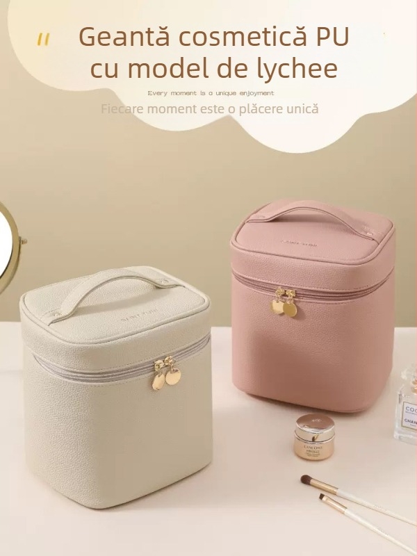 Geantă de cosmetică cu compartimente, capacitate mare, material PU, impermeabilă, pentru călătorii, pentru femei