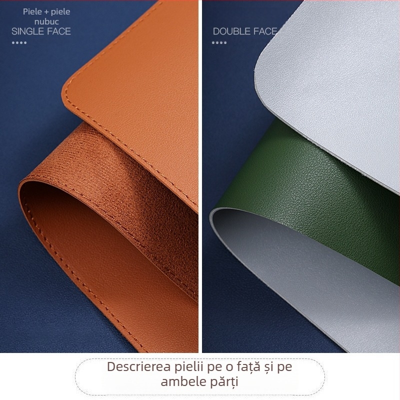 Pad de mouse din piele, dublă față, cusut, cu logo imprimat, personalizabil după desene