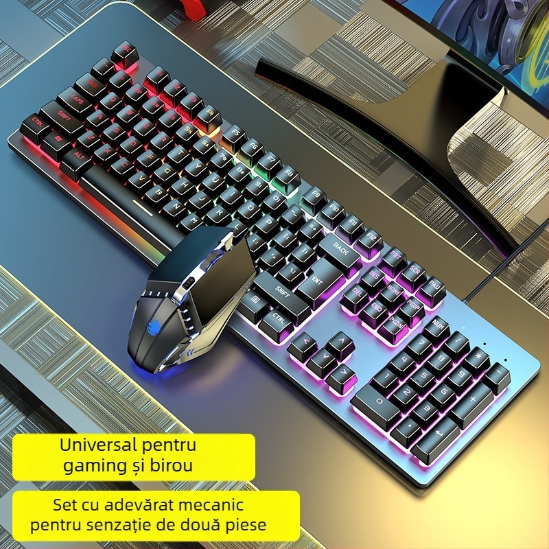 Forerunner GX300 set tastatură și mouse pentru gaming, cablu USB, 1600dpi optic, iluminare, ergonomic