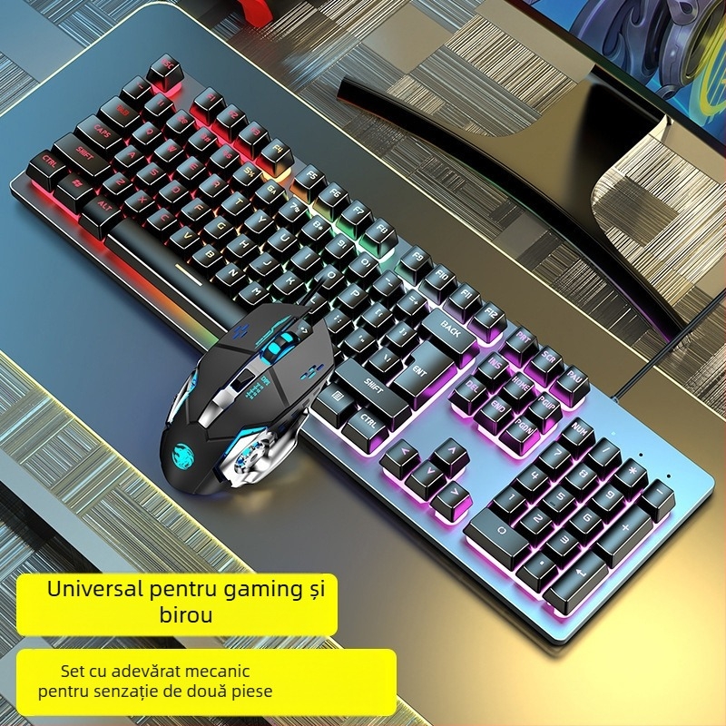 Forerunner GX300 set tastatură și mouse pentru gaming, cablu USB, 1600dpi optic, iluminare, ergonomic
