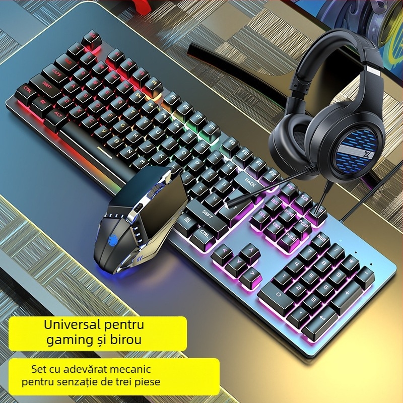 Forerunner GX300 set tastatură și mouse pentru gaming, cablu USB, 1600dpi optic, iluminare, ergonomic