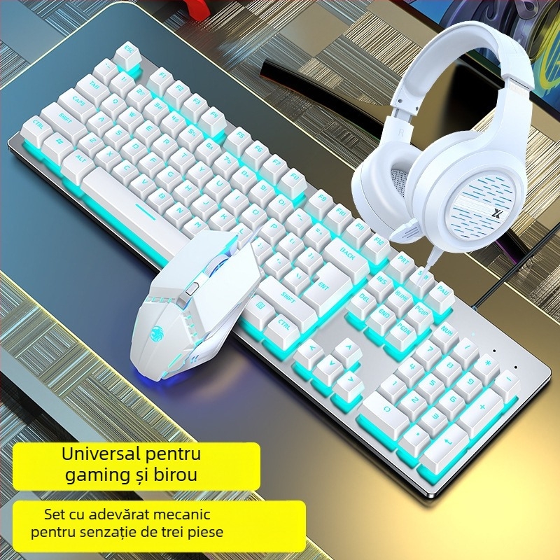 Forerunner GX300 set tastatură și mouse pentru gaming, cablu USB, 1600dpi optic, iluminare, ergonomic