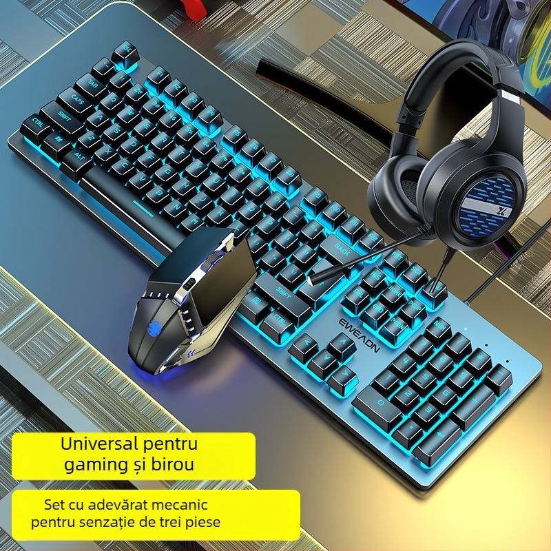 Forerunner GX300 set tastatură și mouse pentru gaming, cablu USB, 1600dpi optic, iluminare, ergonomic