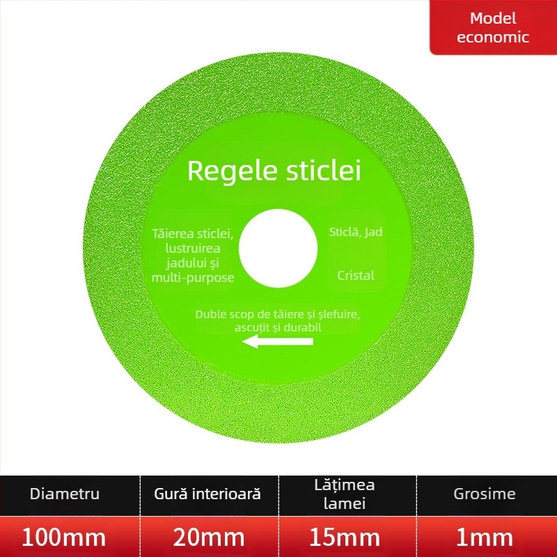 Disc diamantat ultraușor pentru sticlă, ceramică, jad și plăci – brazare, model 100-15, Jidu