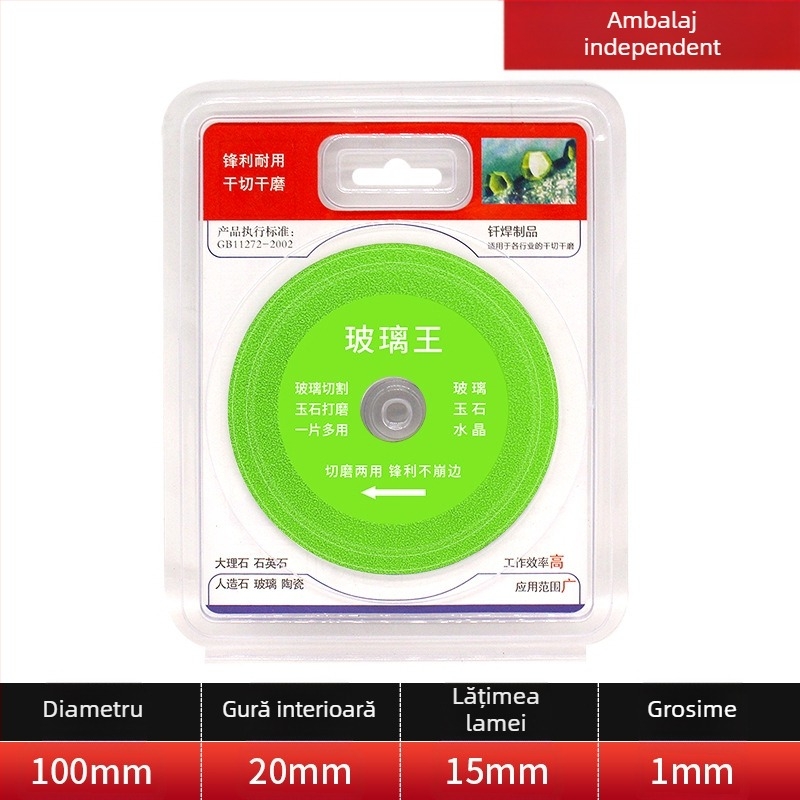 Disc diamantat ultraușor pentru sticlă, ceramică, jad și plăci – brazare, model 100-15, Jidu