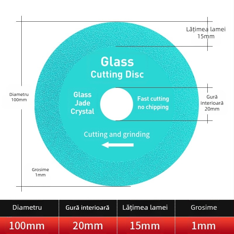 Disc diamantat ultraușor pentru sticlă, ceramică, jad și plăci – brazare, model 100-15, Jidu