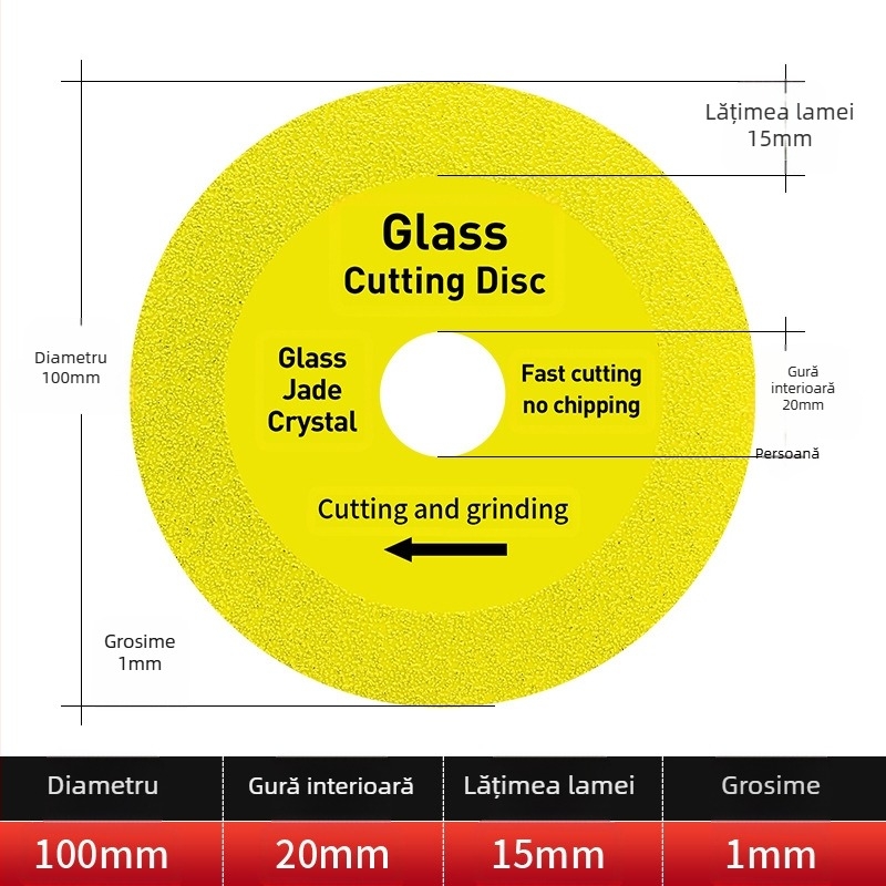 Disc diamantat ultraușor pentru sticlă, ceramică, jad și plăci – brazare, model 100-15, Jidu