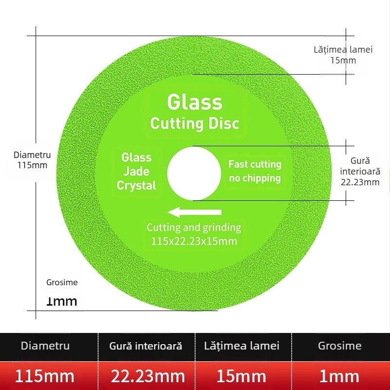Disc diamantat ultraușor pentru sticlă, ceramică, jad și plăci – brazare, model 100-15, Jidu