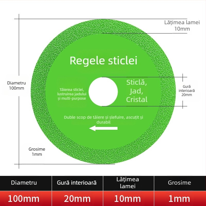 Disc diamantat ultraușor pentru sticlă, ceramică, jad și plăci – brazare, model 100-15, Jidu
