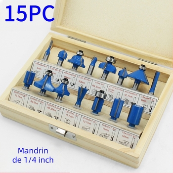 Freză pentru lemn cu cap Bakelit, set 12 buc./15 buc.