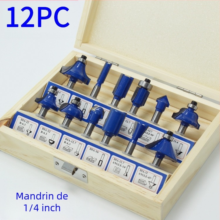 Freză pentru lemn cu cap Bakelit, set 12 buc./15 buc.