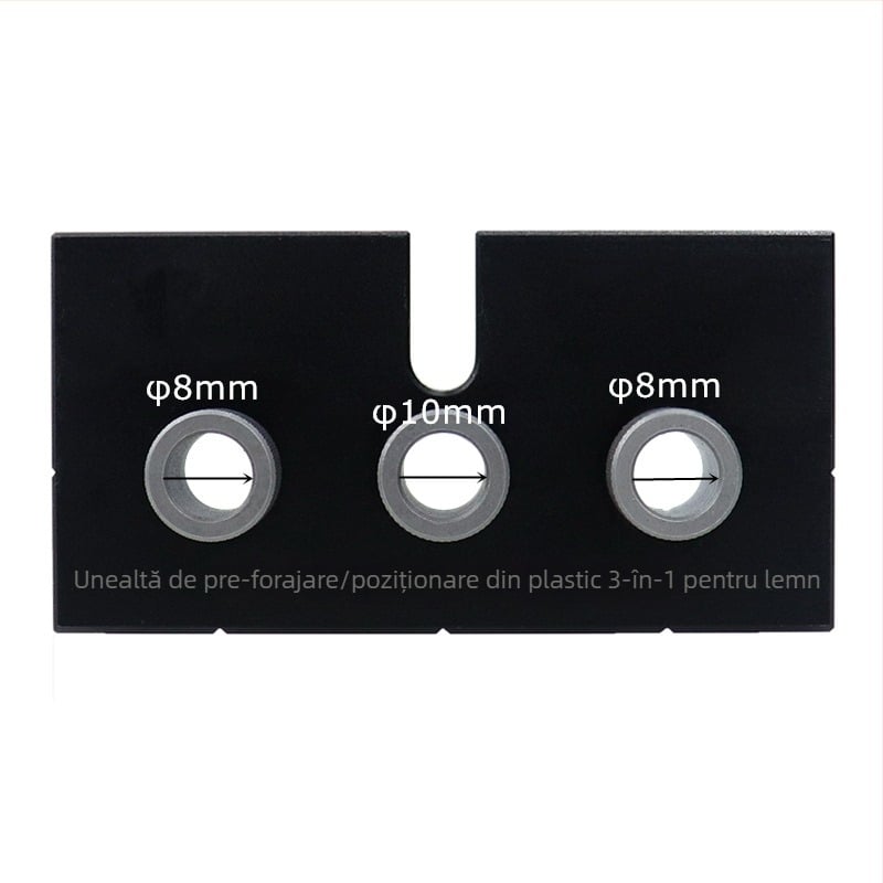 Locator de găuri pentru lemn, trei în unu: găuri drepte, dibluri rotunde, perforator mobilier | aluminiu 6061, 0,8 kg