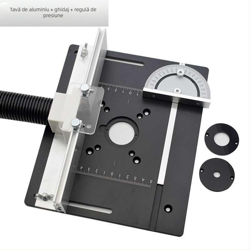 Stație de gravură și frezare pentru lemn, masă de lucru reglabilă multifuncțională, șlefuire a colțurilor și canelare pe panou din aluminiu — tensiune 2,4 V