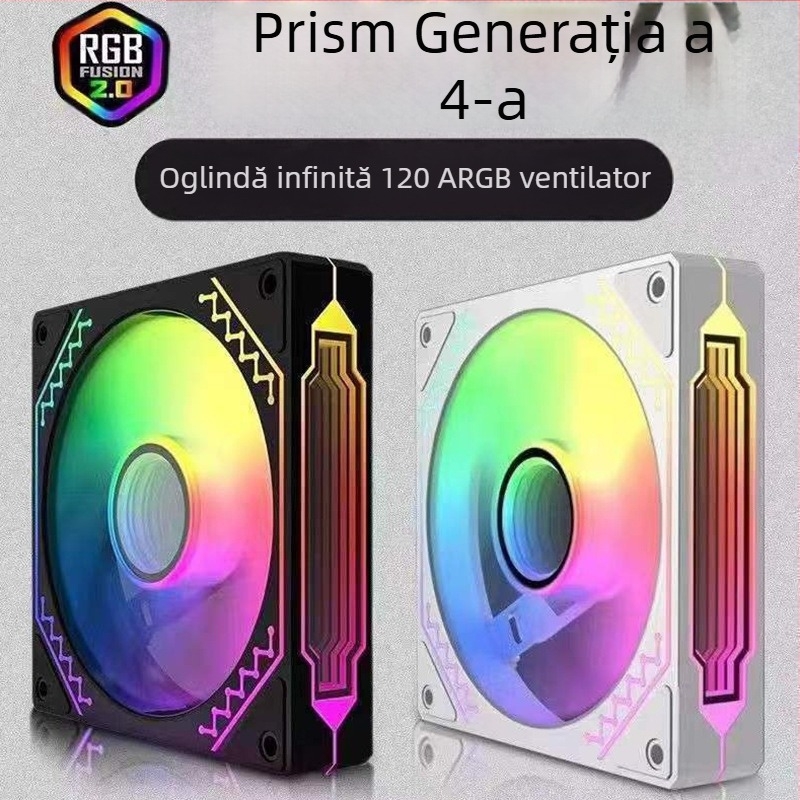 Ventilator pentru carcasă cu radiator, ARGB+PWM, model Infinite Mirror, Binghong, lansat în 2023, procesare OEM.