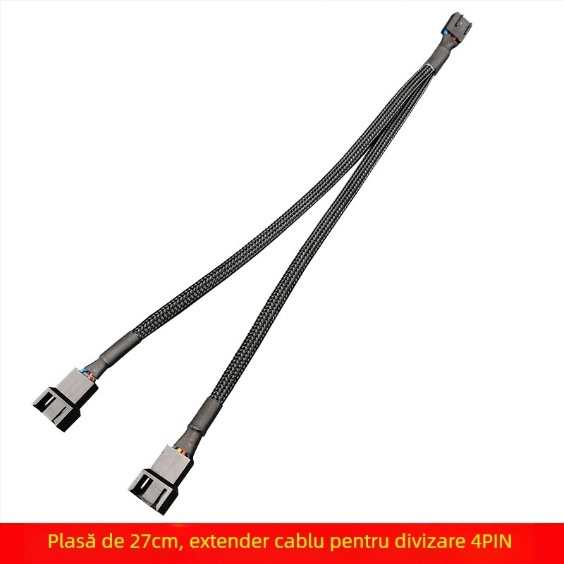 Cablu adaptor PWM pentru ventilatoare, 4 pini, hub, 27 cm din cupru, pentru răcire PC