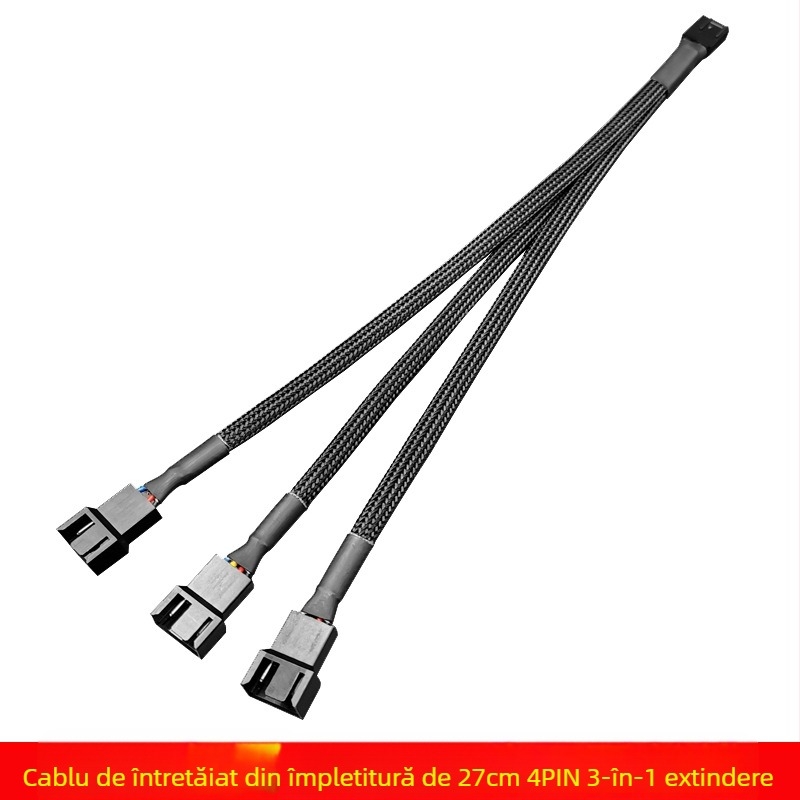 Cablu adaptor PWM pentru ventilatoare, 4 pini, hub, 27 cm din cupru, pentru răcire PC