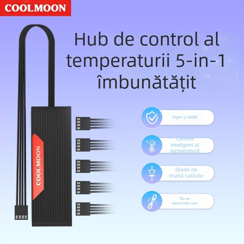 Cablu adaptor PWM pentru ventilatoare, 4 pini, hub, 27 cm din cupru, pentru răcire PC