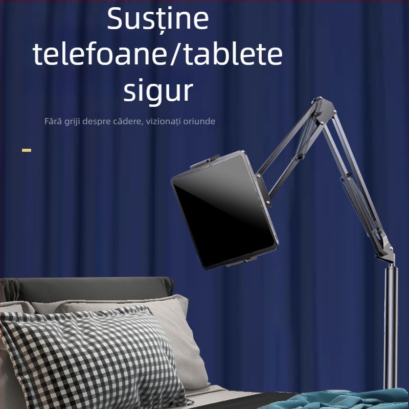 Suport de podea pentru tabletă și telefon, lângă pat – Material: oțel-carbon + ABS, Personalizare disponibilă